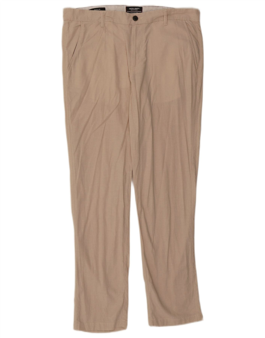 Jack & Jones Mens Straight Regular W34 L32 Beige Cotton