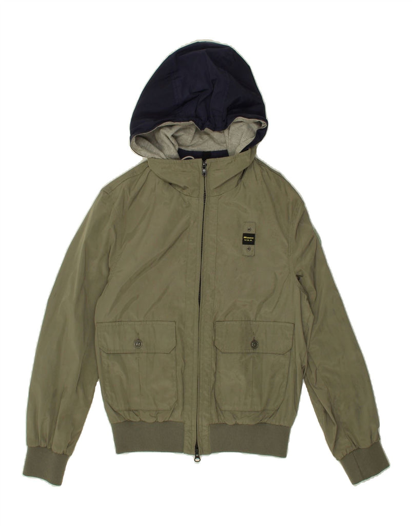 BLAUER Boys Hooded Bomber Jacket 11-12 Years Khaki Vintage Blauer and Second-Hand Blauer from Messina Hembry 