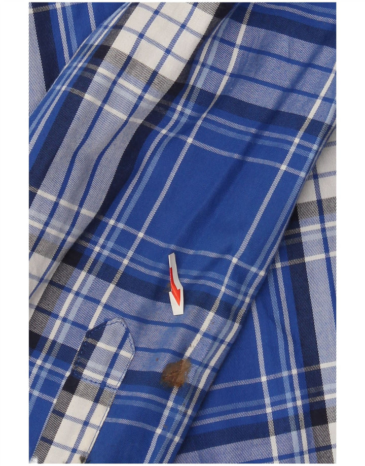 Chaps Mens Flannel Shirt XL Blue Check Cotton