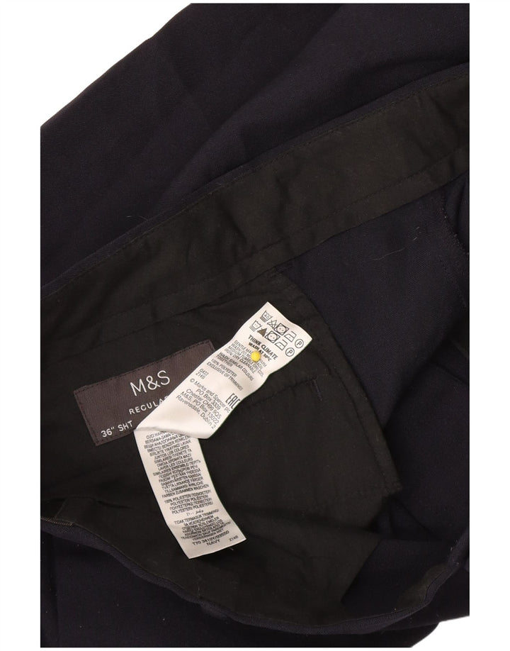 Marks & Spencer Mens Regular Fit Chino Trousers W36 L27 Navy Blue Polyester