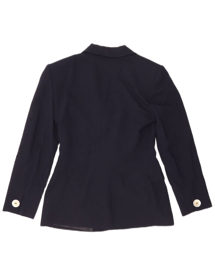 Marella Womens 1 Button Blazer Jacket UK 10 Small Navy Blue Virgin Wool