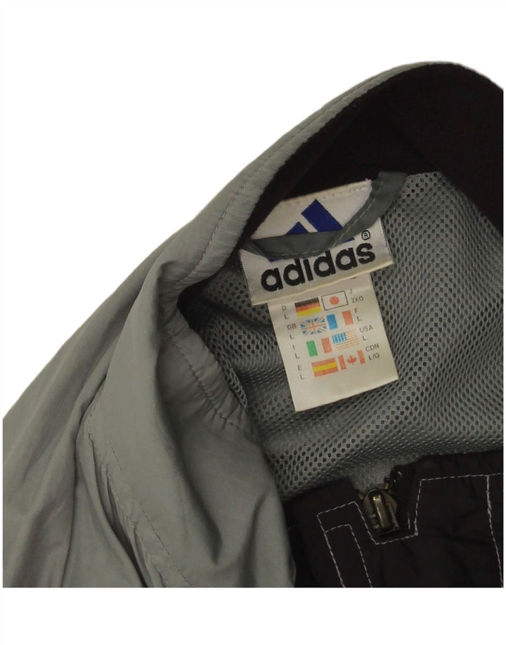 Adidas Mens Rain Jacket UK 40 Large Grey Colourblock Polyester