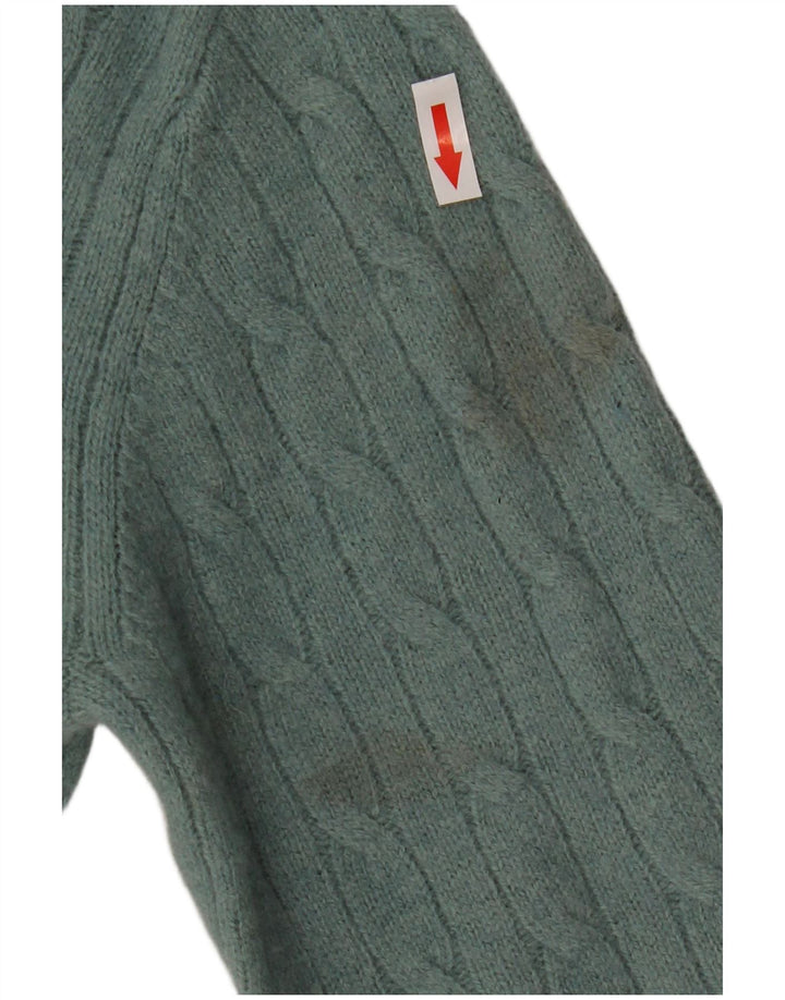 Crew Clothing Mens Zip Neck Jumper Sweater Small Green Wool