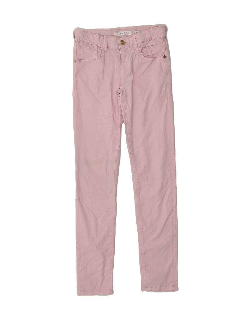 GUESS Girls Slim Casual Trousers 9-10 Years W25 L26 Pink Cotton Vintage Guess and Second-Hand Guess from Messina Hembry 