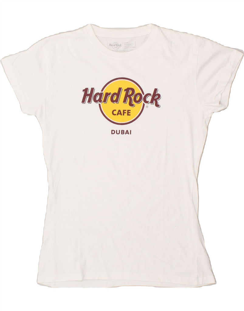 HARD ROCK CAFE Womens Dubai Graphic T-Shirt Top UK 16 Large White Cotton Vintage Hard Rock Cafe and Second-Hand Hard Rock Cafe from Messina Hembry 