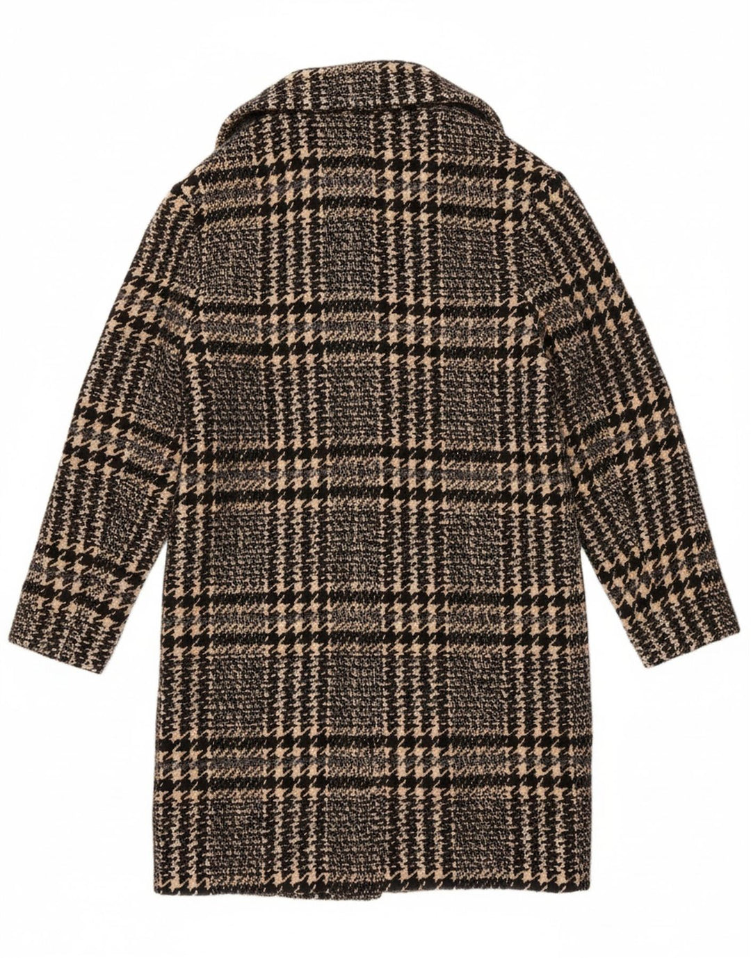 MASSIMO DUTTI Womens Oversized Overcoat UK 6 XS Navy Blue Houndstooth