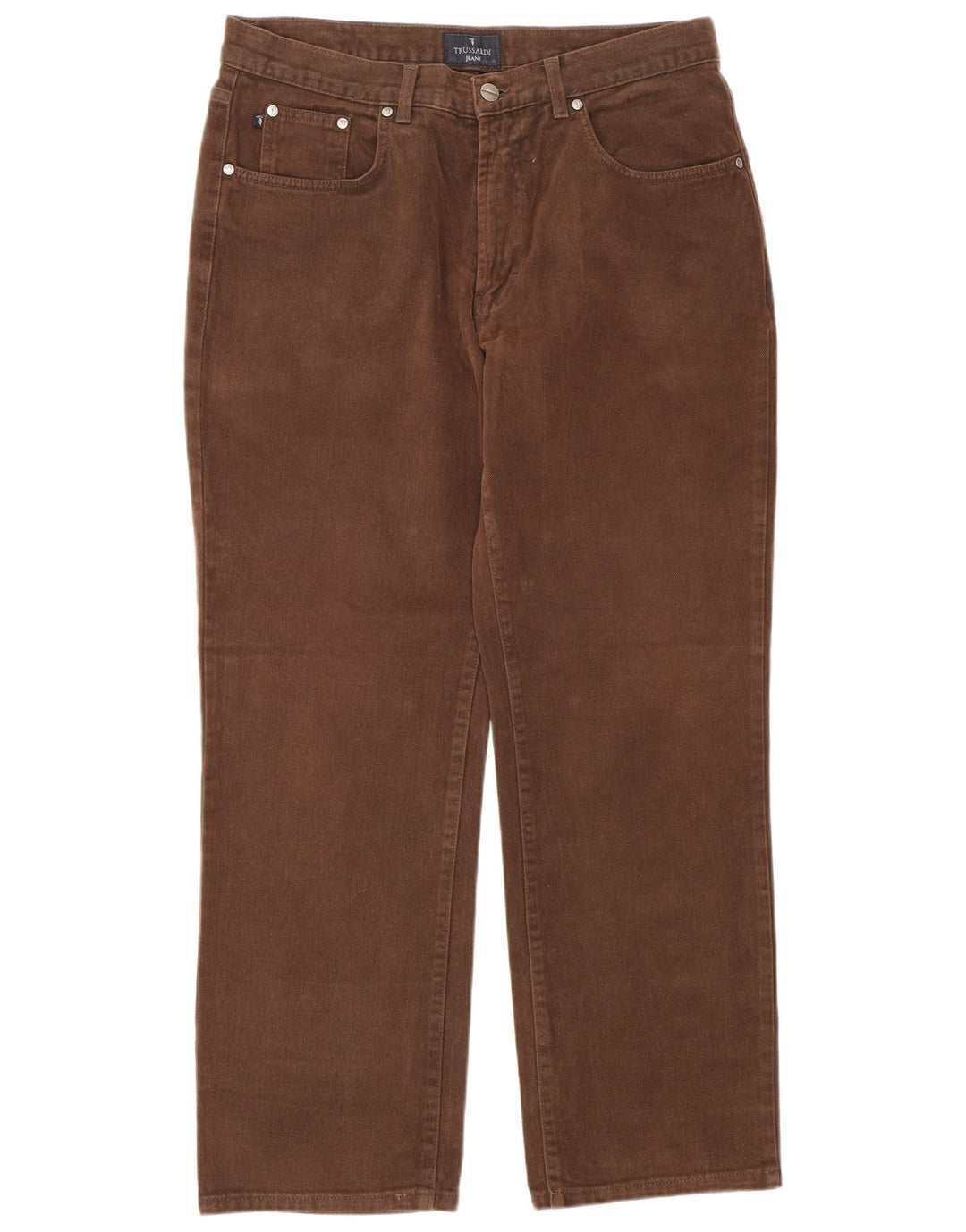 Trussardi Mens Straight Jeans W34 L30 Brown Cotton