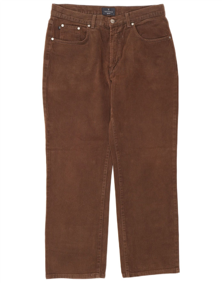 Trussardi Mens Straight Jeans W34 L30 Brown Cotton