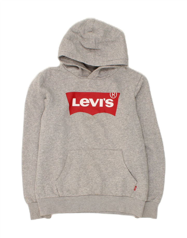 LEVI'S Boys Graphic Hoodie Jumper 11-12 Years Grey Cotton Vintage Levi's and Second-Hand Levi's from Messina Hembry 