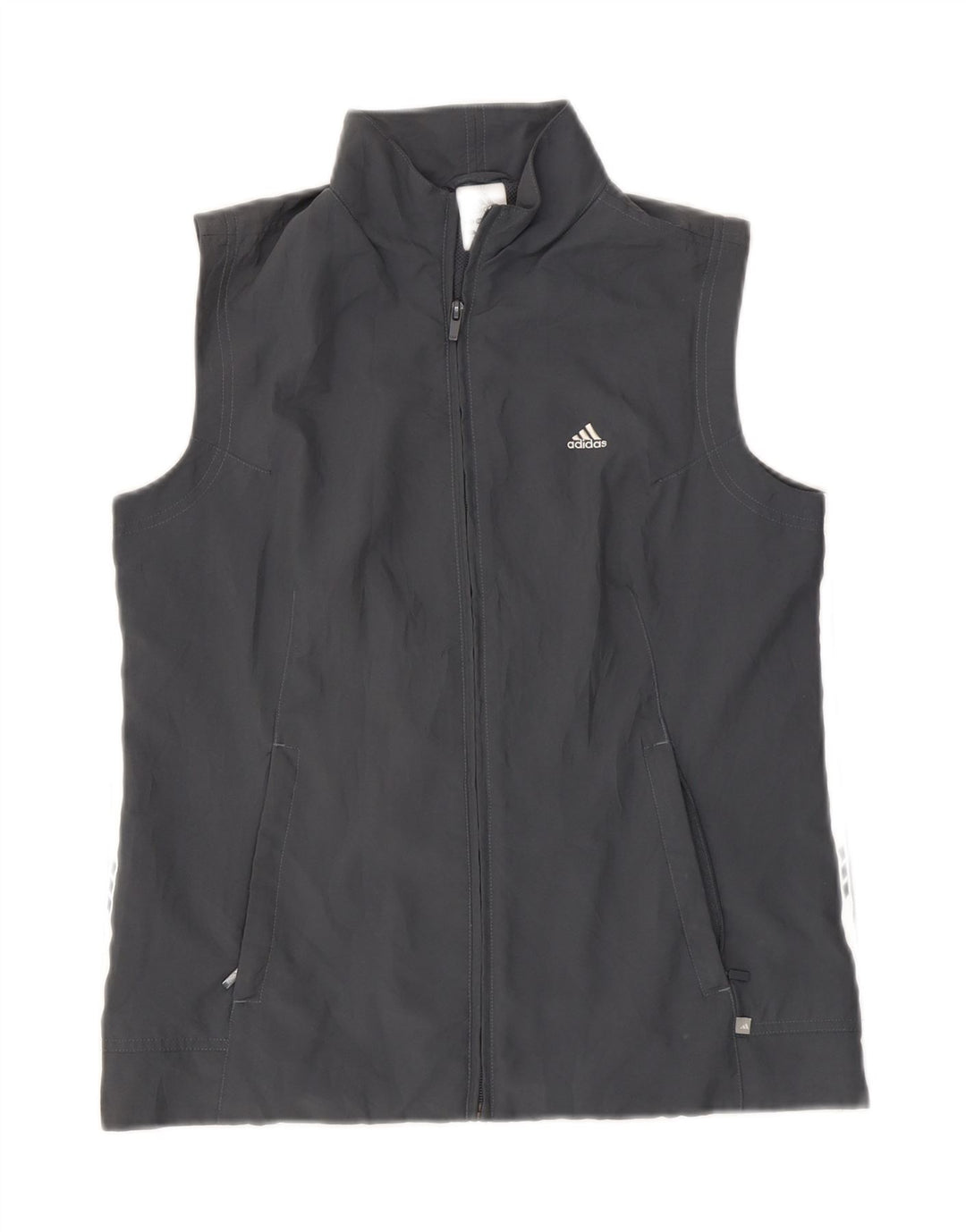 Adidas Womens Sleeveless Tracksuit Top Jacket UK 12 Medium Grey Polyester