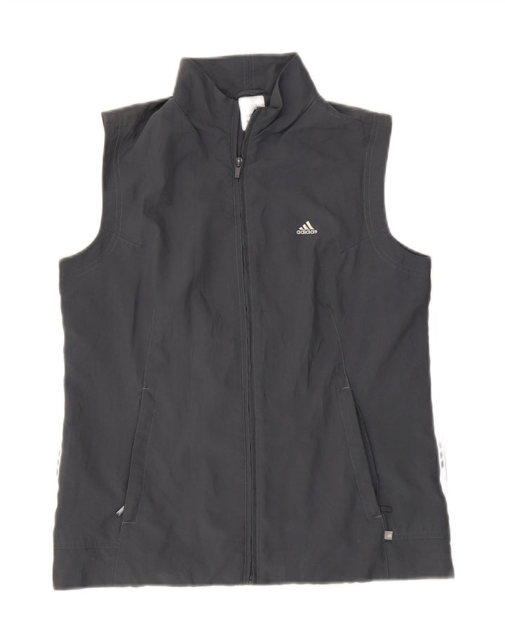 Adidas Womens Sleeveless Tracksuit Top Jacket UK 12 Medium Grey Polyester
