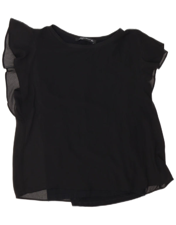 ZARA Womens Blouse Top UK 16 Large Black