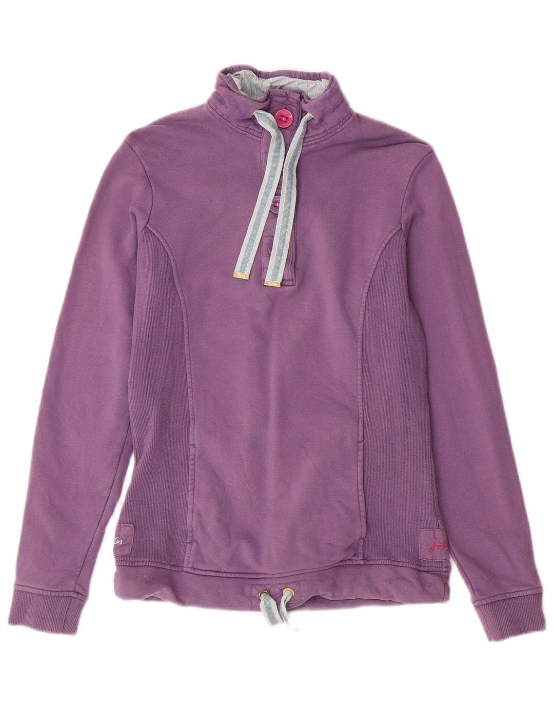 Joules Womens Button Neck Sweatshirt Jumper UK 8 Small Purple Cotton