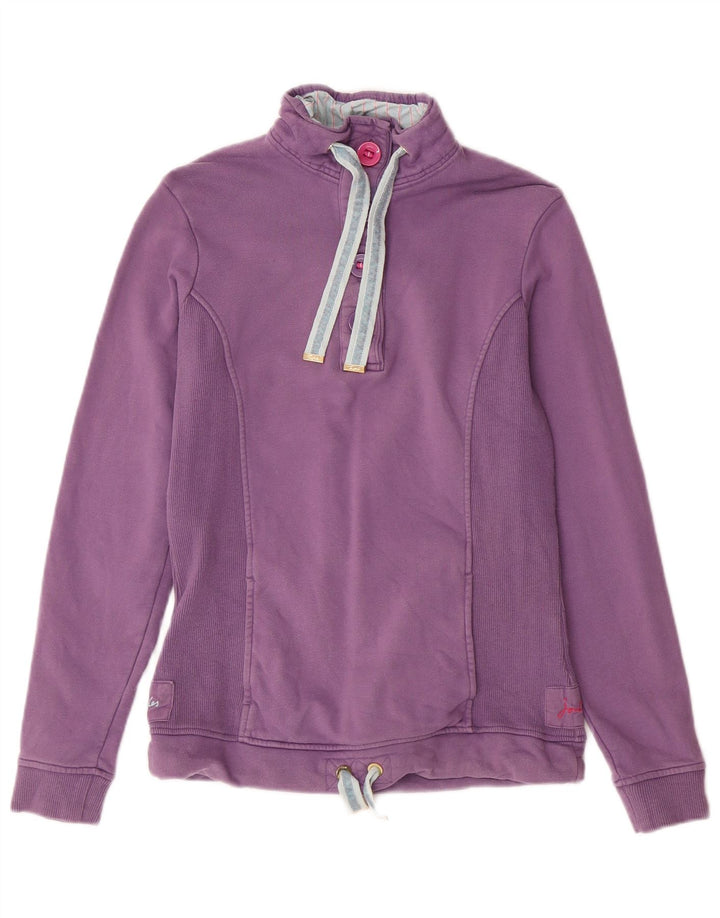 Joules Womens Button Neck Sweatshirt Jumper UK 8 Small Purple Cotton