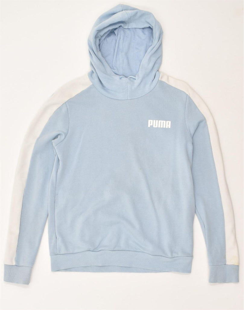 PUMA Womens Hoodie Jumper UK 14 Medium Blue Cotton | Vintage Puma | Thrift | Second-Hand Puma | Used Clothing | Messina Hembry 