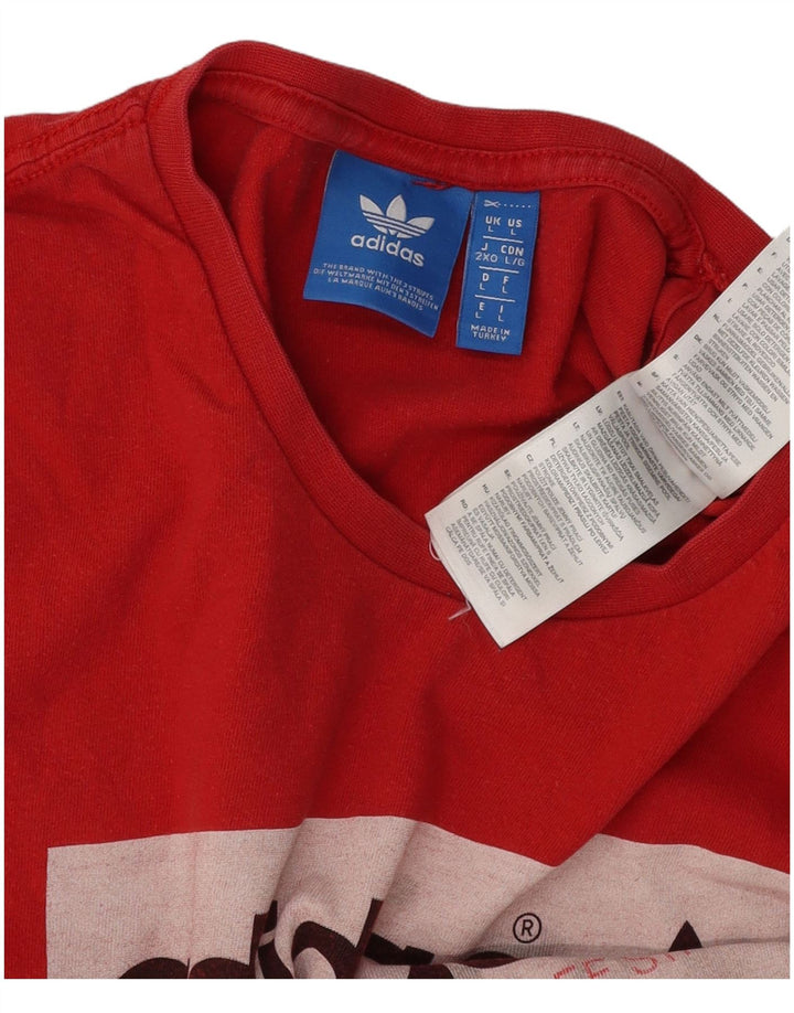 Adidas Mens Graphic T-Shirt Top Large Red Cotton