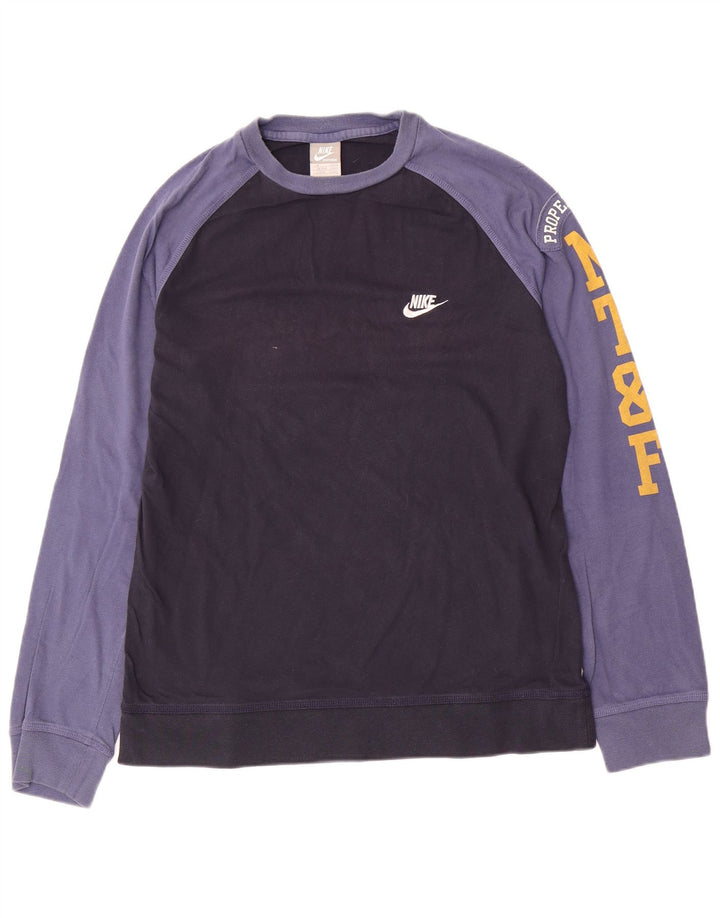 Nike Mens Graphic Top Long Sleeve UK 39/41 Medium Navy Blue