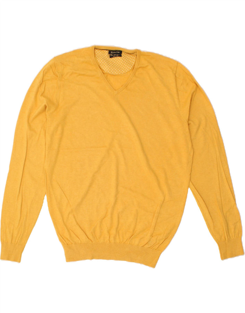 MASSIMO DUTTI Womens V-Neck Jumper Sweater UK 16 Large Yellow | Vintage Massimo Dutti | Thrift | Second-Hand Massimo Dutti | Used Clothing | Messina Hembry 