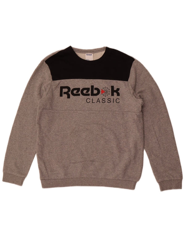 Reebok Mens Classic Graphic Sweatshirt Jumper Medium Grey Colourblock