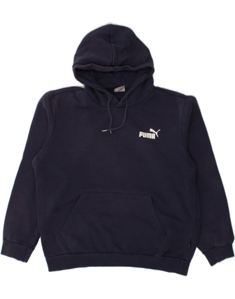 PUMA Mens Hoodie Jumper Medium Navy Blue Cotton | Vintage Puma | Thrift | Second-Hand Puma | Used Clothing | Messina Hembry 