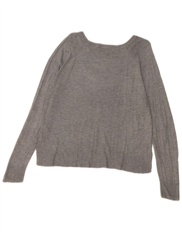 ZARA Womens Oversized Boat Neck Jumper Sweater UK 10 Small Grey Viscose