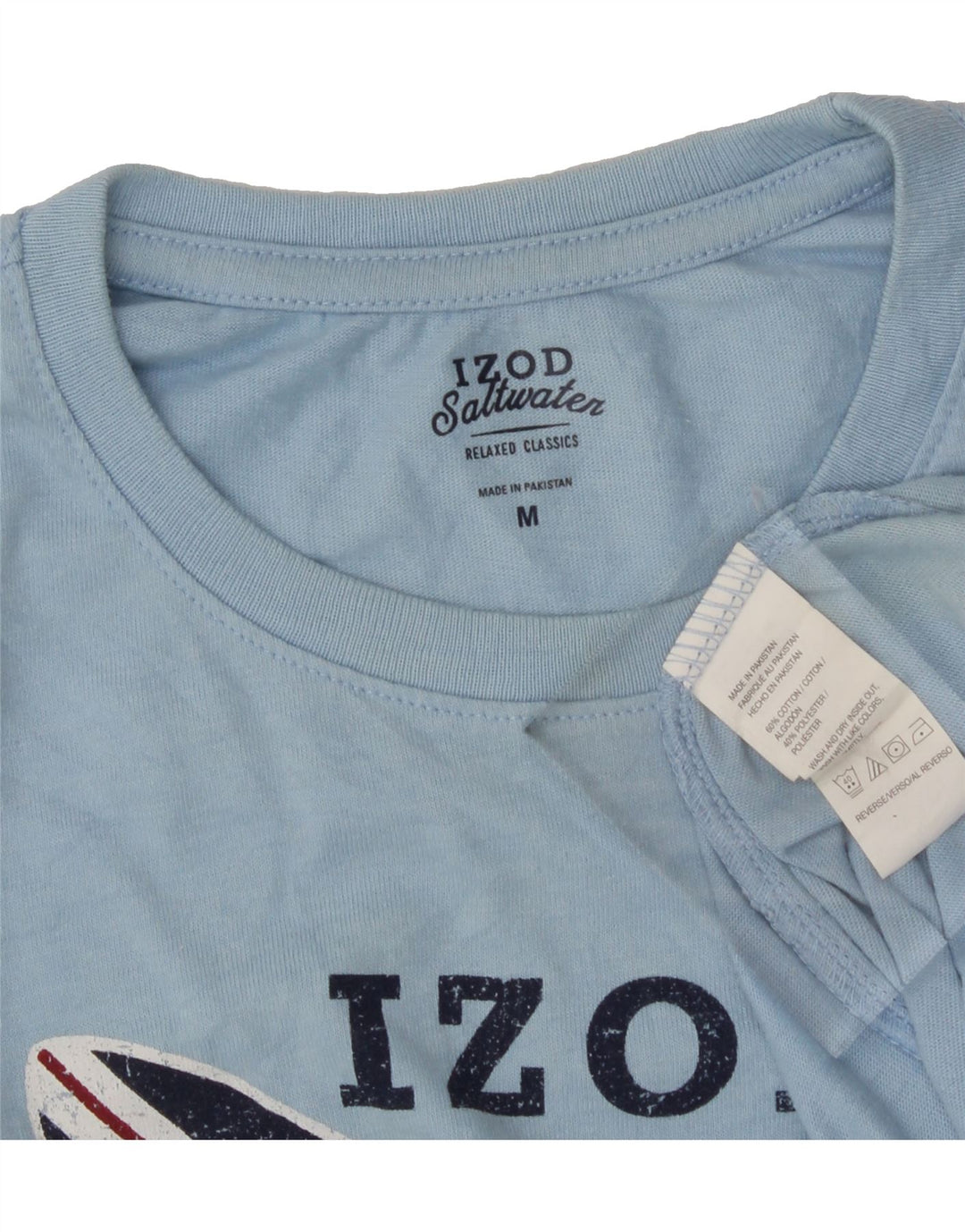 IZOD Mens Salt Water Graphic T-Shirt Top Medium Blue Cotton Vintage Izod and Second-Hand Izod from Messina Hembry 