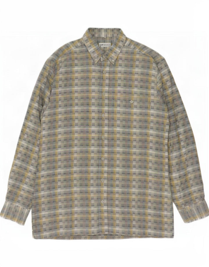 Dornbusch Mens Shirt Size 40 Medium Grey Geometric