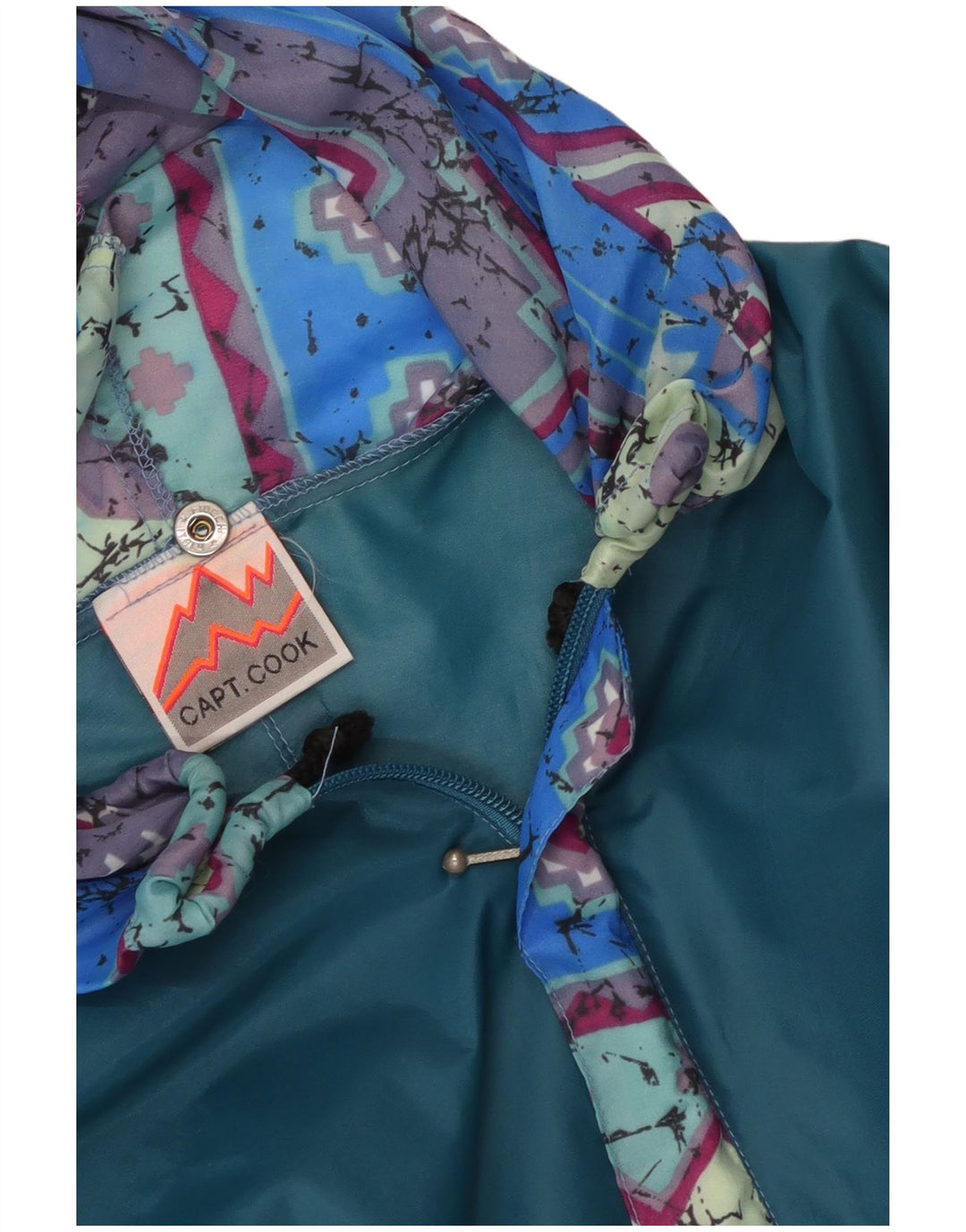 Capt. Cook Mens Abstract Hooded Rain Jacket UK 38 Medium Blue