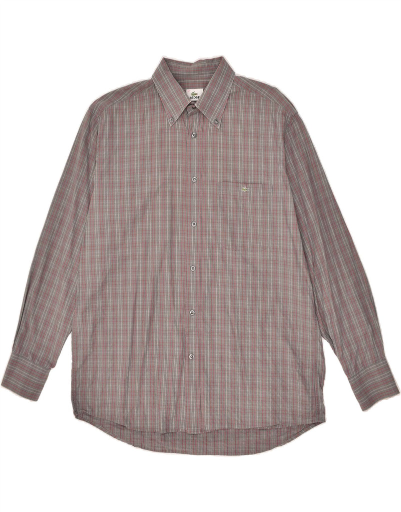 LACOSTE Mens Shirt Size 42 Large Grey Check Cotton | Vintage Lacoste | Thrift | Second-Hand Lacoste | Used Clothing | Messina Hembry 