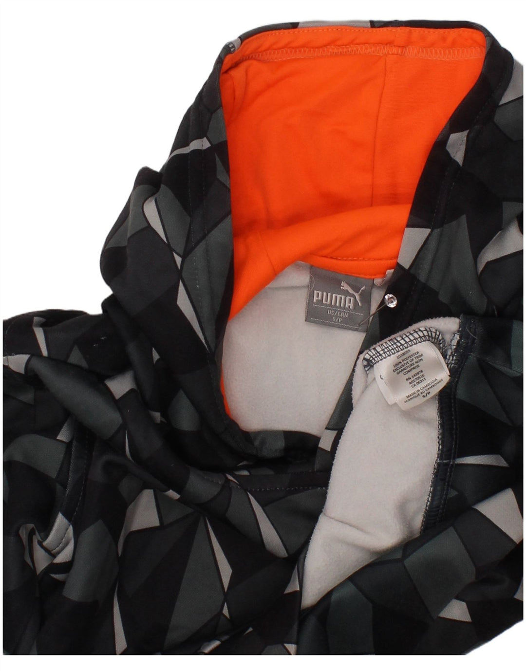 PUMA Boys Hoodie Jumper 7-8 Years Small Grey Geometric Polyester