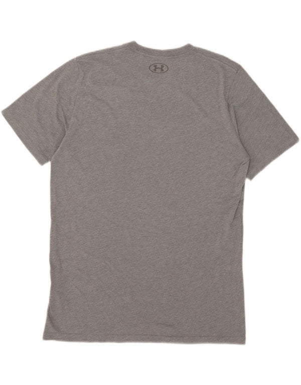UNDER ARMOUR Mens Heat Gear Graphic T-Shirt Top Medium Grey Flecked Cotton