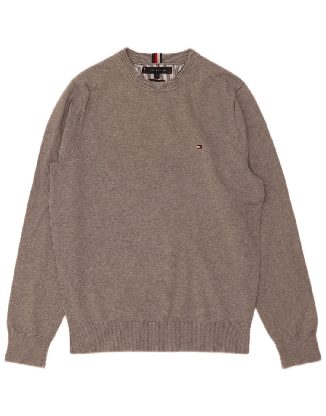 Tommy Hilfiger Mens Crew Neck Jumper Sweater Small Grey Cotton