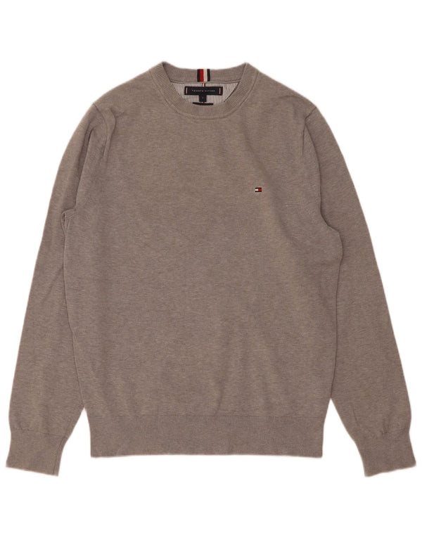 Tommy Hilfiger Mens Crew Neck Jumper Sweater Small Grey Cotton