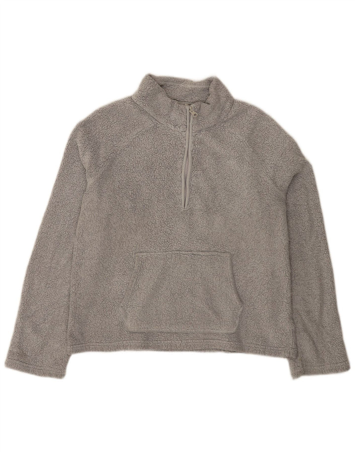 Fat Face Womens Zip Neck Fleece Jumper UK 14 Large  Grey Polyester