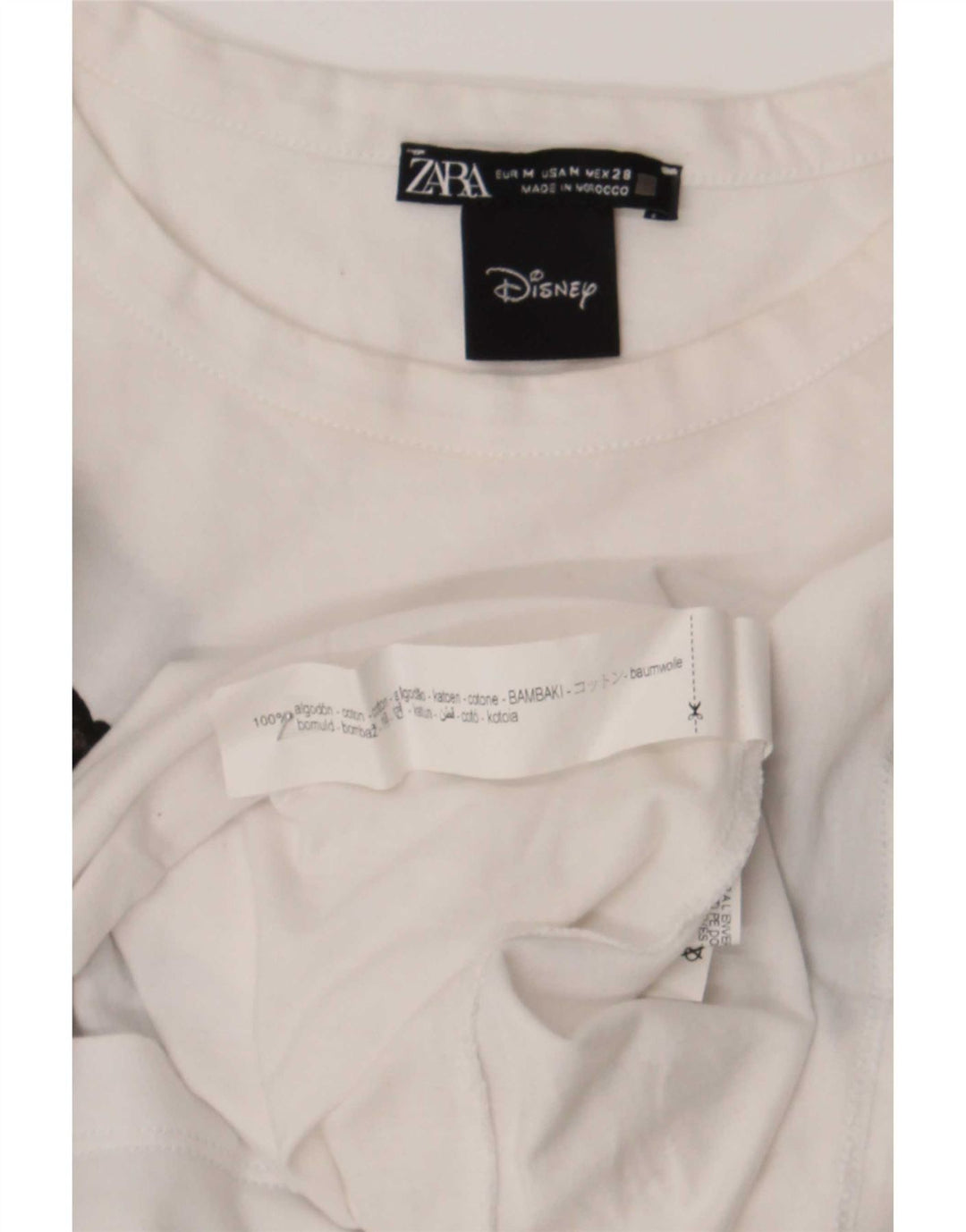 Zara Womens Mickey Mouse Graphic T-Shirt Top UK 14 Medium White Cotton