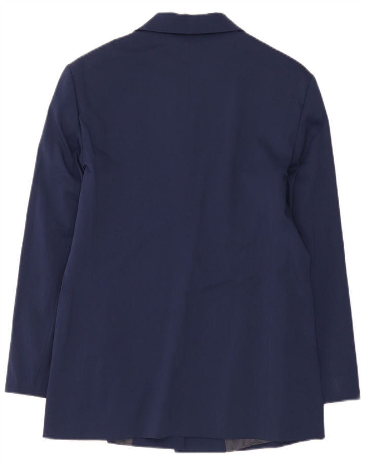 Benetton Womens Overcoat IT 44 Medium Navy Blue Polyester