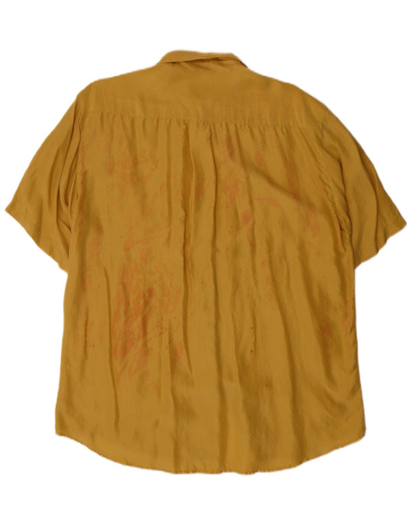 Witty Girl Womens Longline Short Sleeve Shirt UK 10 Small Yellow