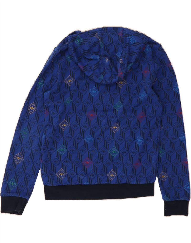 ADIDAS Boys Graphic Hoodie Jumper 11-12 Years Blue Argyle/Diamond Cotton Vintage Adidas and Second-Hand Adidas from Messina Hembry 