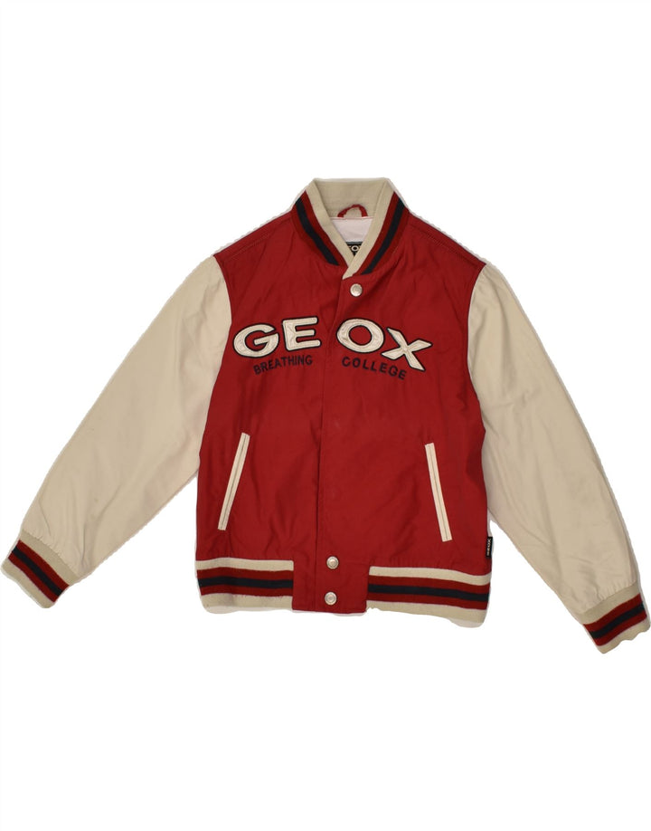 GEOX Boys Graphic Varsity Jacket 5-6 Years Red Colourblock Polyester | Vintage Geox | Thrift | Second-Hand Geox | Used Clothing | Messina Hembry 