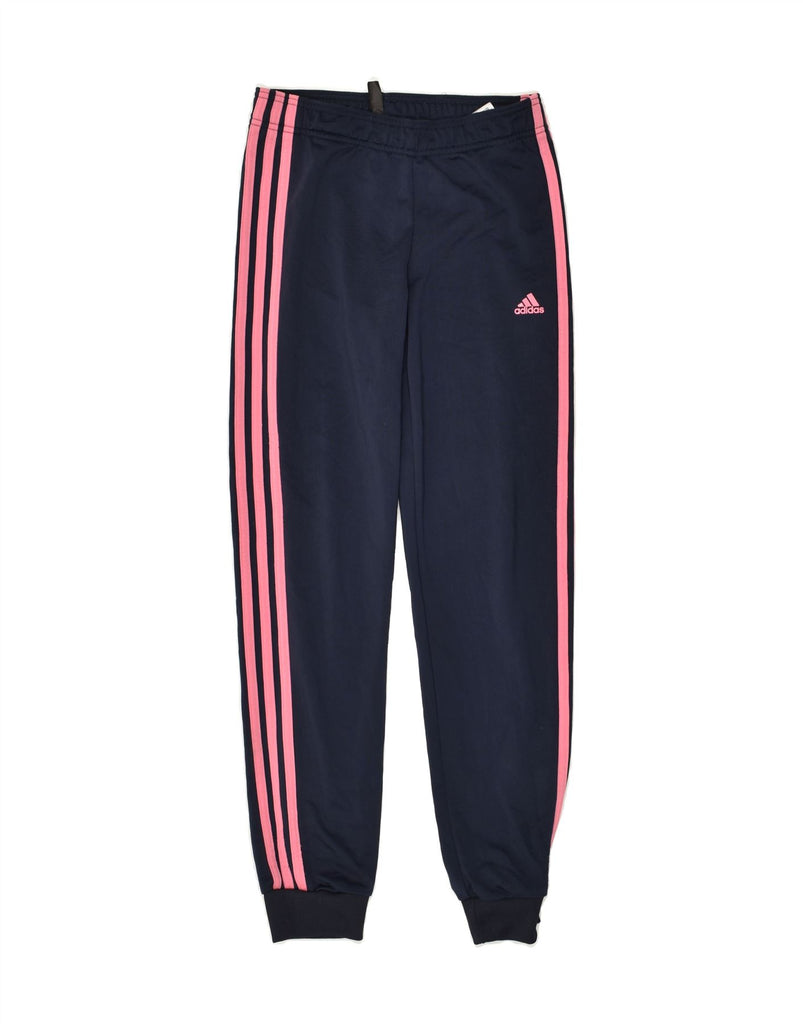 ADIDAS Girls Tracksuit Trousers Joggers 13-14 Years Navy Blue Polyester | Vintage Adidas | Thrift | Second-Hand Adidas | Used Clothing | Messina Hembry 