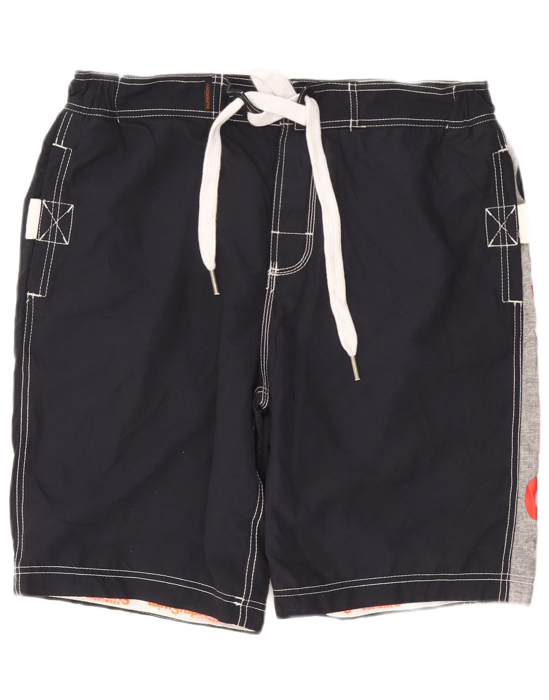 SUPERDRY Mens Graphic Swimming Shorts 2XL  Navy Blue Colourblock Polyester