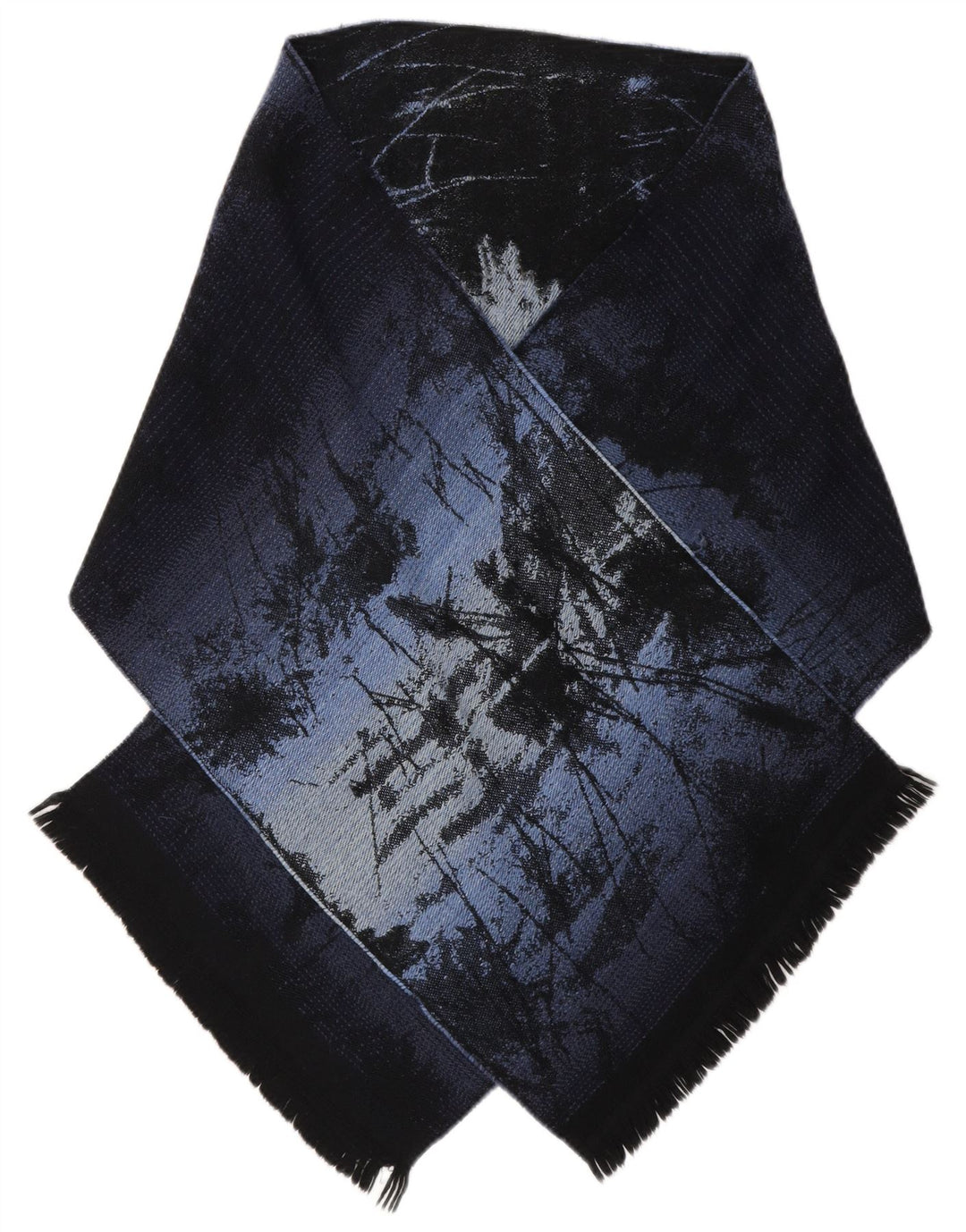 Kenzo Womens Abstract Pattern Rectangle Scarf One Size Navy Blue Wool
