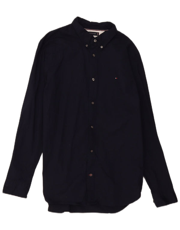 Tommy Hilfiger Mens Slim Fit Shirt Large Navy Blue Cotton