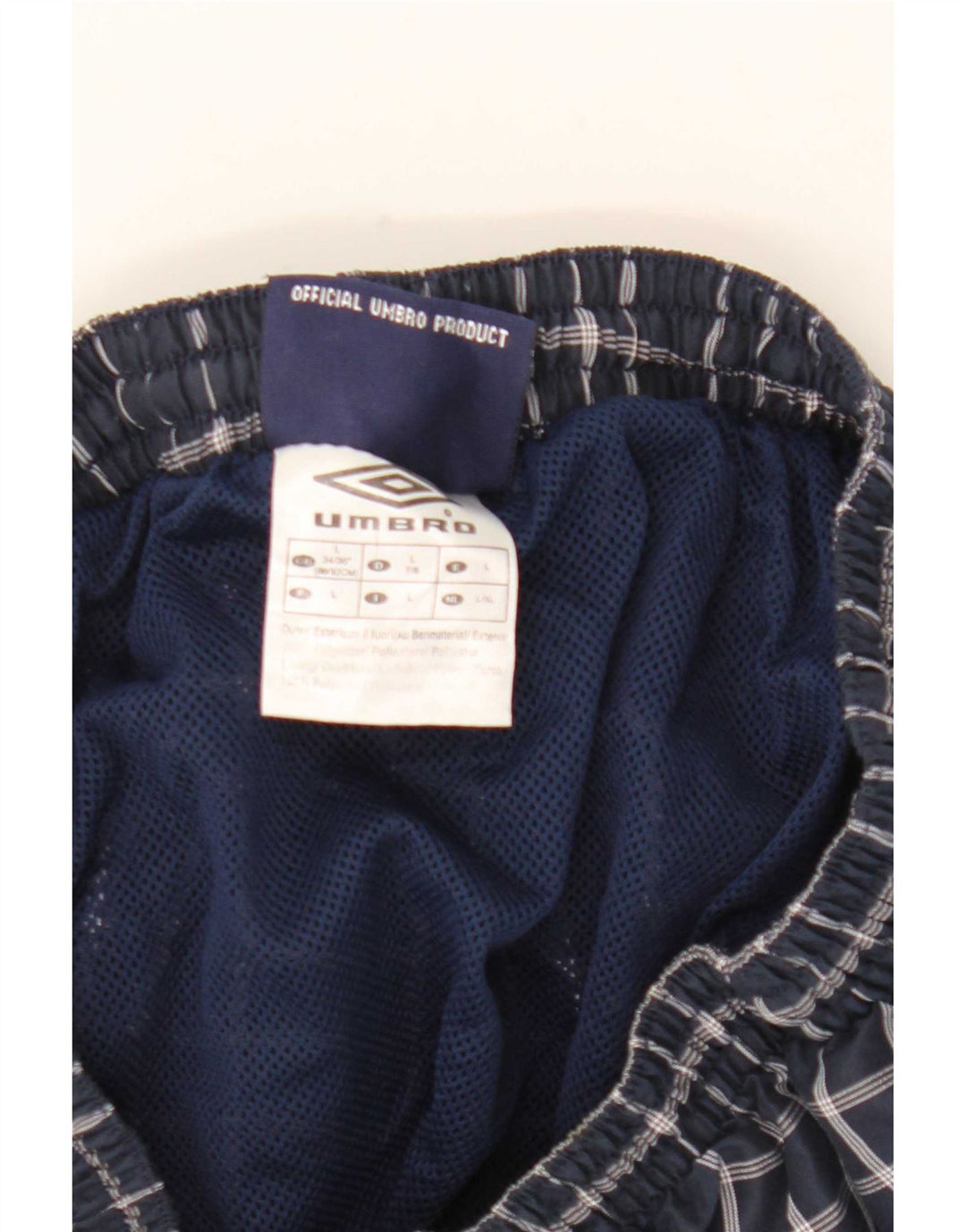Umbro Mens Swimming Shorts Large Navy Blue Check Polyester