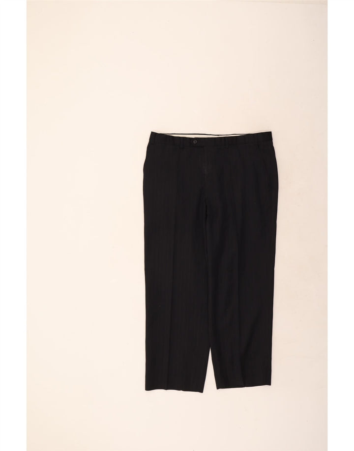 Marks & Spencer Mens Straight Suit Trousers W38 L29 Navy Blue Striped