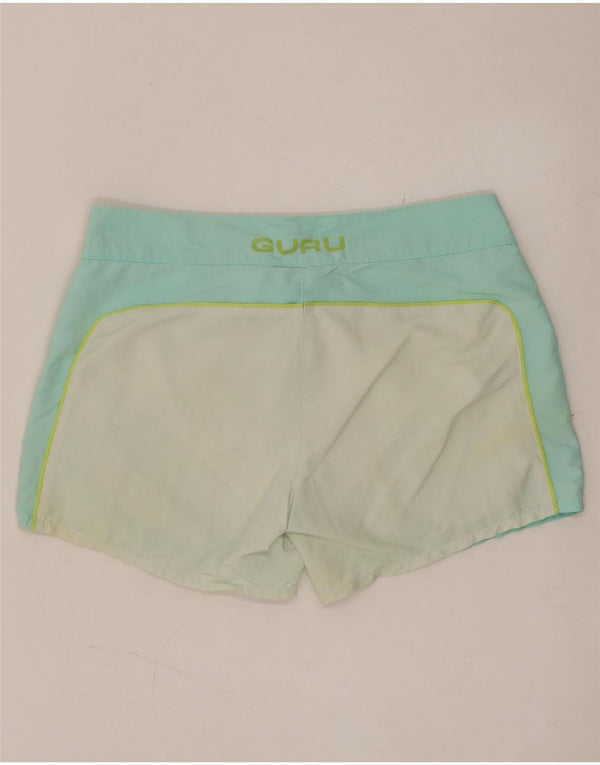 GURU Womens Graphic Swimming Shorts UK 14 Large  White Colourblock