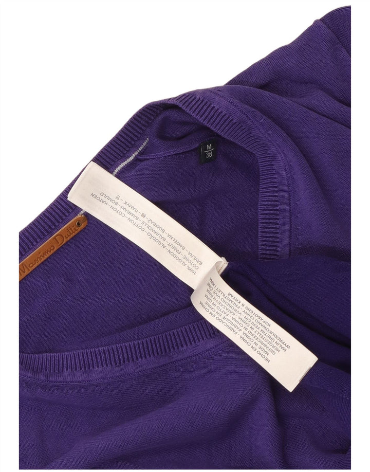 Massimo Dutti Mens V-Neck Jumper Sweater Medium Purple Cotton