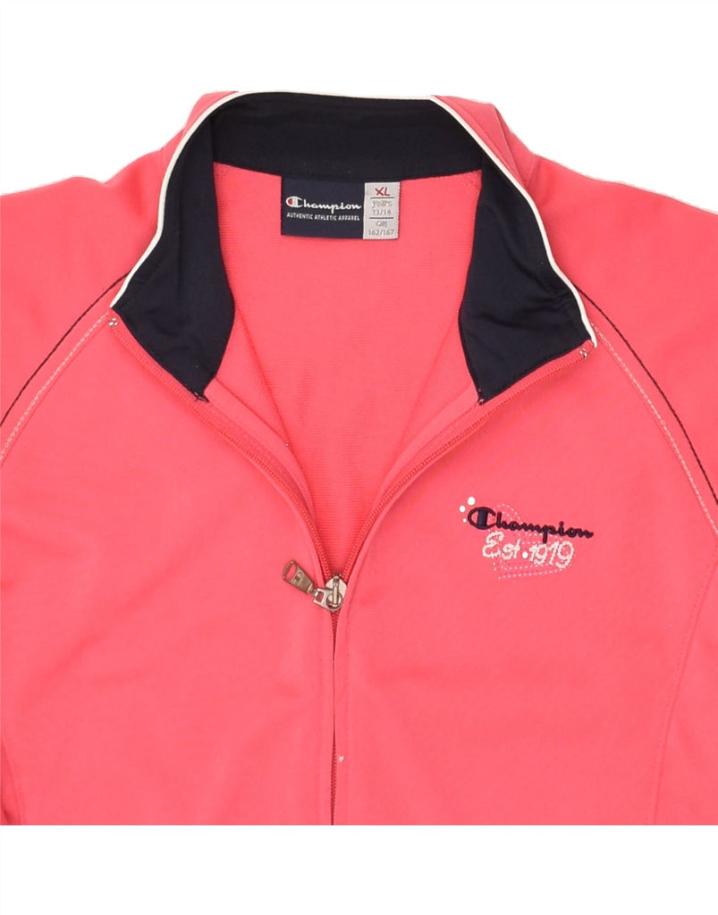 CHAMPION Girls Tracksuit Top Jacket 13-14 Years XL Pink Polyester | Vintage Champion | Thrift | Second-Hand Champion | Used Clothing | Messina Hembry 