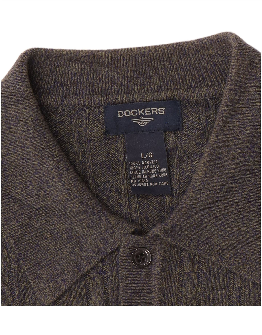 Dockers Mens Polo Neck Jumper Sweater Large Grey Flecked Acrylic