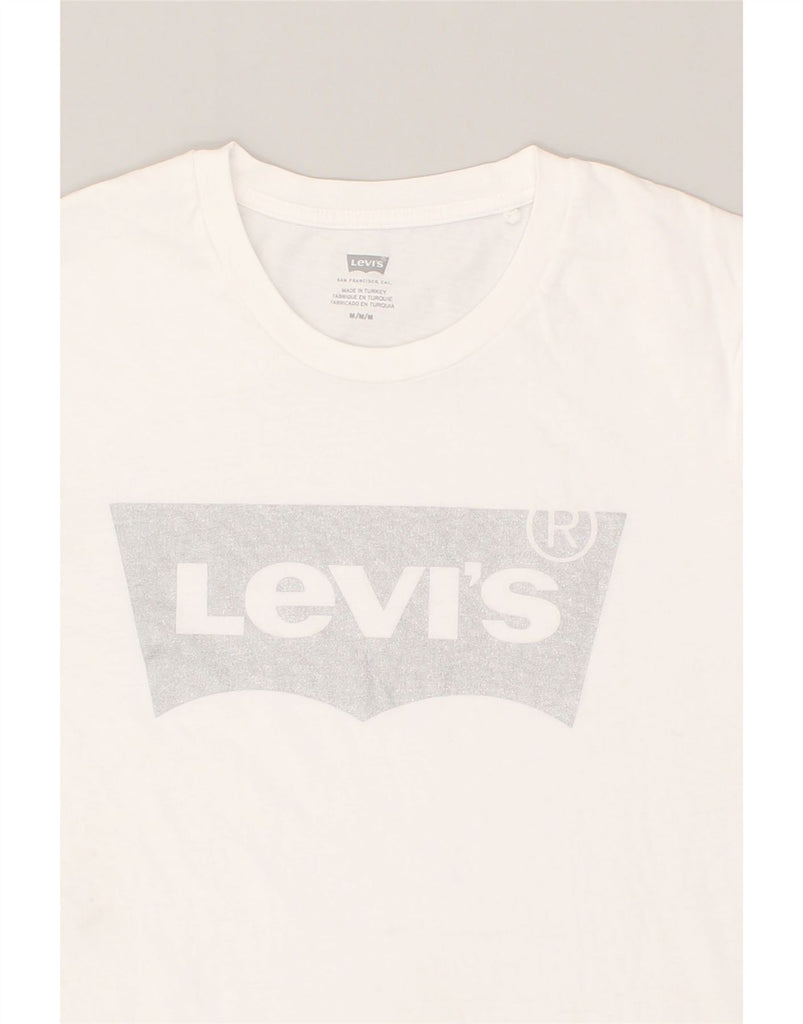 LEVI'S Womens Graphic T-Shirt Top UK 12 Medium White | Vintage Levi's | Thrift | Second-Hand Levi's | Used Clothing | Messina Hembry 